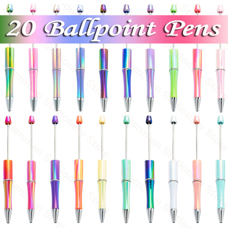 20Pcs penne con perline sfumate UV studenti all'ingrosso penna a sfera in plastica fatta a mano fai da te