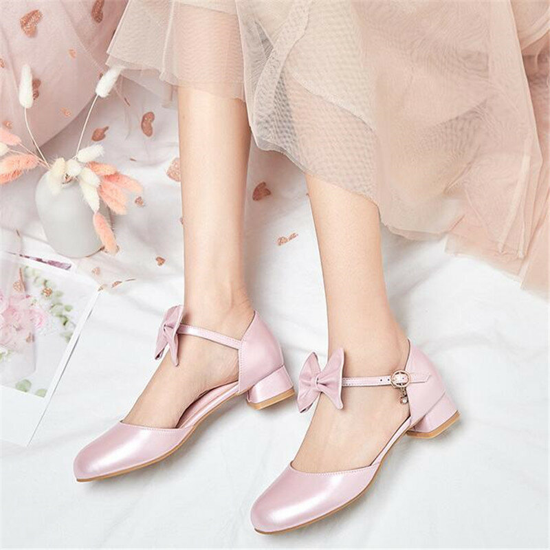 Детские туфли на высоком каблуке для девочек, детские сандалии в стиле "Лолита, мэри джейн", туфли с милым бантом, платье принцессы, свадебные туфли, размеры 28-43
