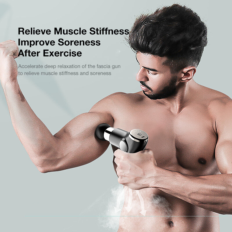 Mukasi display lcd arma de massagem profissional profunda massageador muscular alívio da dor corpo relaxamento fascial arma fitness