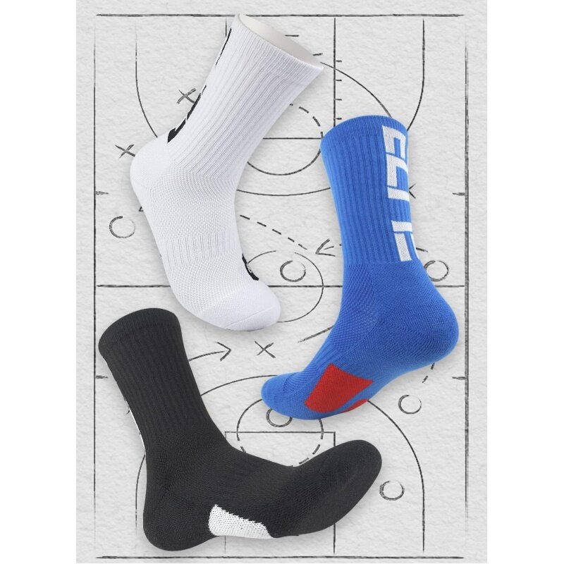 3 pairs JUST Basketball Crew Socks for Men and Women, Cushion Performance Athletic Basketball Socks