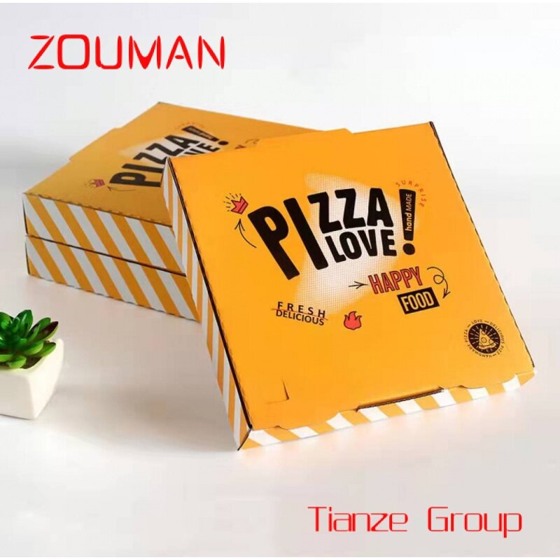 กล่องกระดาษลูกฟูกสำหรับพิซซ่า DUS Pizza แบบกำหนดเอง DUS Pizza ขนาดต่างๆพร้อมโลโก้