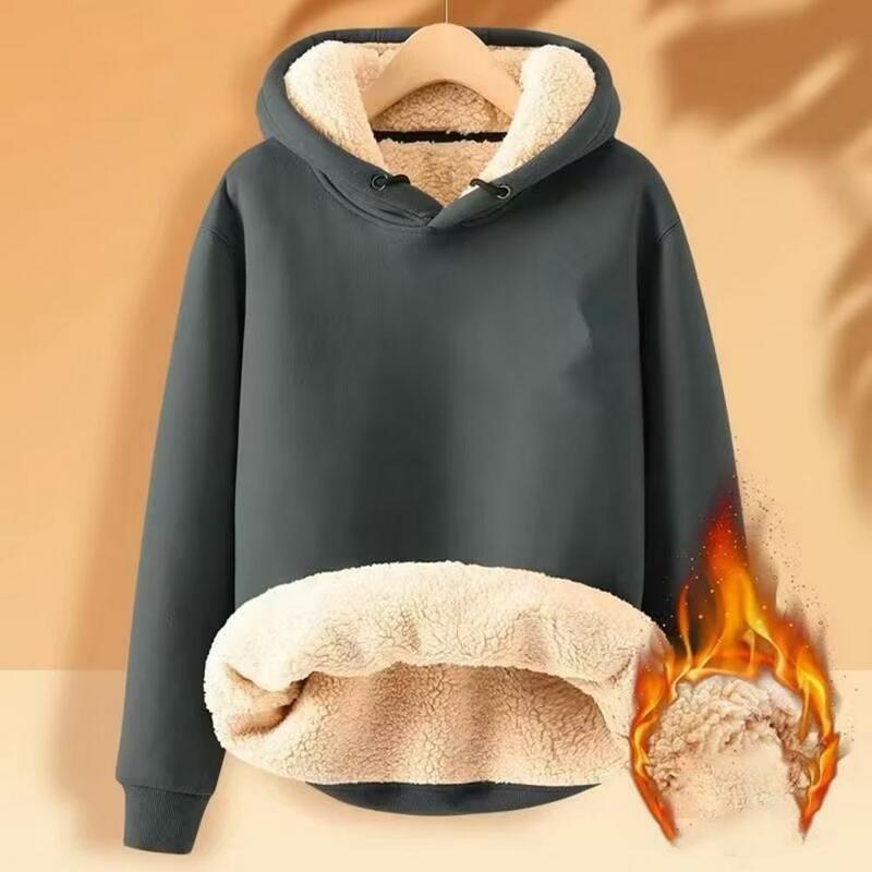 Толстый плюшевый флисовый мужской зимний свитшот с капюшоном свободный мягкий однотонный осенний теплый пуловер