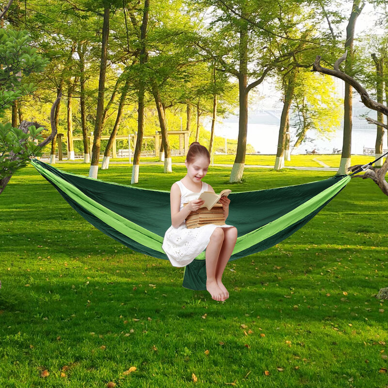 Premium 210T Parachute Nylon Camping Hammock Resistance to Fraying Double Single Portable Hammock Essential for vacation travel