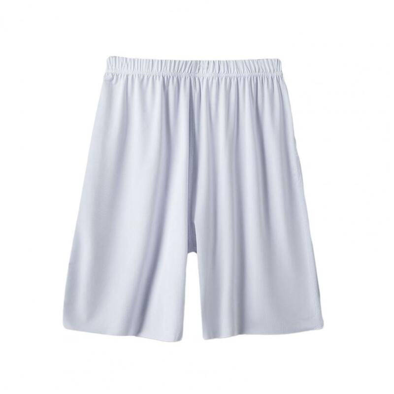 Shorts Homewear confortáveis para homens, cintura elástica, perna larga, tecido respirável, ajuste relaxado, secagem rápida