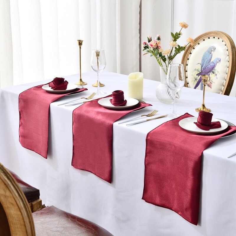 Serviettes de Table Carrées en Tissu Satiné, Mouchoir de Poche pour Mariage, ixd'Anniversaire, Maison, Hôtel, Or Blanc, 30cm, 50 Pièces