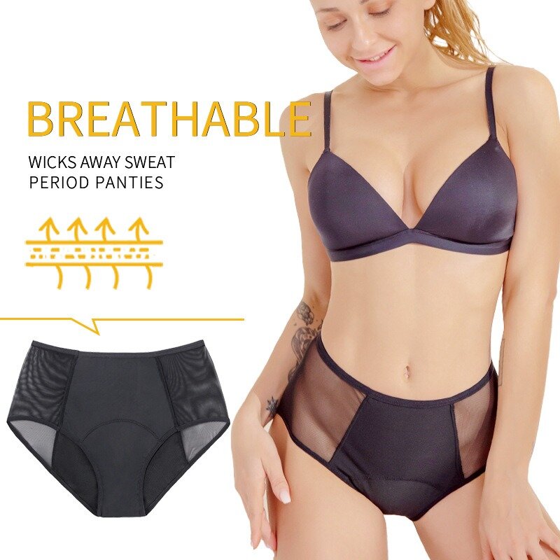 Period Panties Four-layer High-waisted Hollow Sexy Menstrual Leakage Aunt High Absorption Large Size