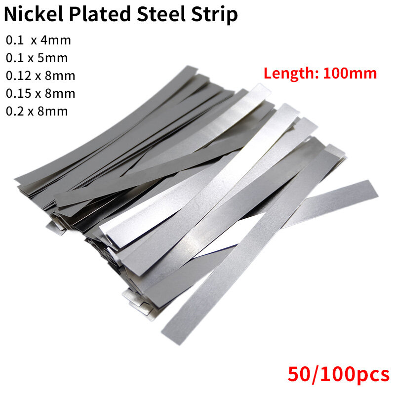 Nickel Plated Steel Strip Connector, níquel-chapeamento Strap Sheets, Li-ion Battery Belt, máquina de solda a ponto, soldador, 18650, 50 pcs, 100pcs
