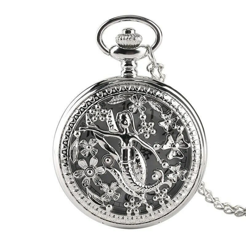 Srebrny naszyjnik z wycięciami w kształcie kwiatów dla dziewczynek łańcuszek męski damski wisiorek kwarcowy zegarek kieszonkowy Retro zegarek cyfry arabskie wyświetlacz
