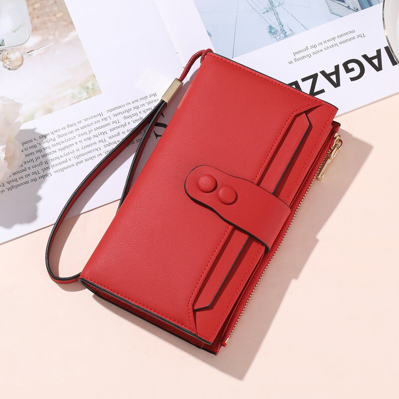 RFID Blocking Leather Women's Wallet Long Clutch Wallets Large Capacity Card Holder Ladies Purse