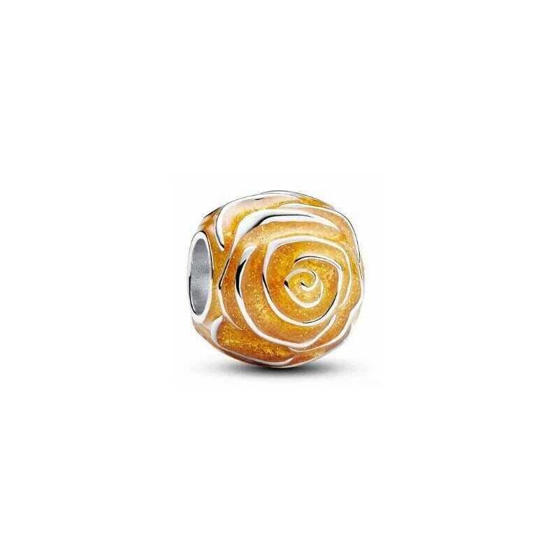 Abalorio de plata 2024 para mujer, accesorio de gran tamaño, Rosa en flor, compatible con pulsera Pandora, joyería fina artesanal, regalo para el día de la madre, novedad de 925