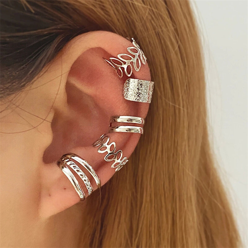Boucles d'oreilles à Clips pour femmes, ensemble de Clips d'oreille Non perforants, simples et créatifs, couleur or argent, bijoux tendance