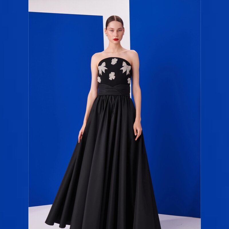 Ball Dress Evening Saudi Arabia Jersey Sequined Ruched Graduation A-line Strapless Bespoke Occasion Gown Midi Dresses