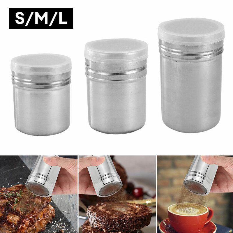 Stainless Steel Coffee Shaker Cocoa Chocolate Flour Powdered Sugar Sieve Filters Foam Spray Kitchen Cake BBQ KitchTools With Lid