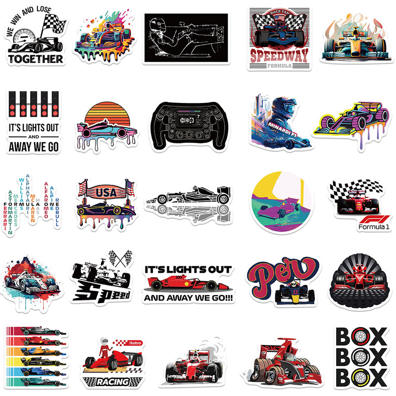 50 Stuks F1 Formule Een Race Stickers Grappige Coole Graffiti Stickers Laptop Bagage Skateboard Gitaar Fiets Motor Auto Stickers