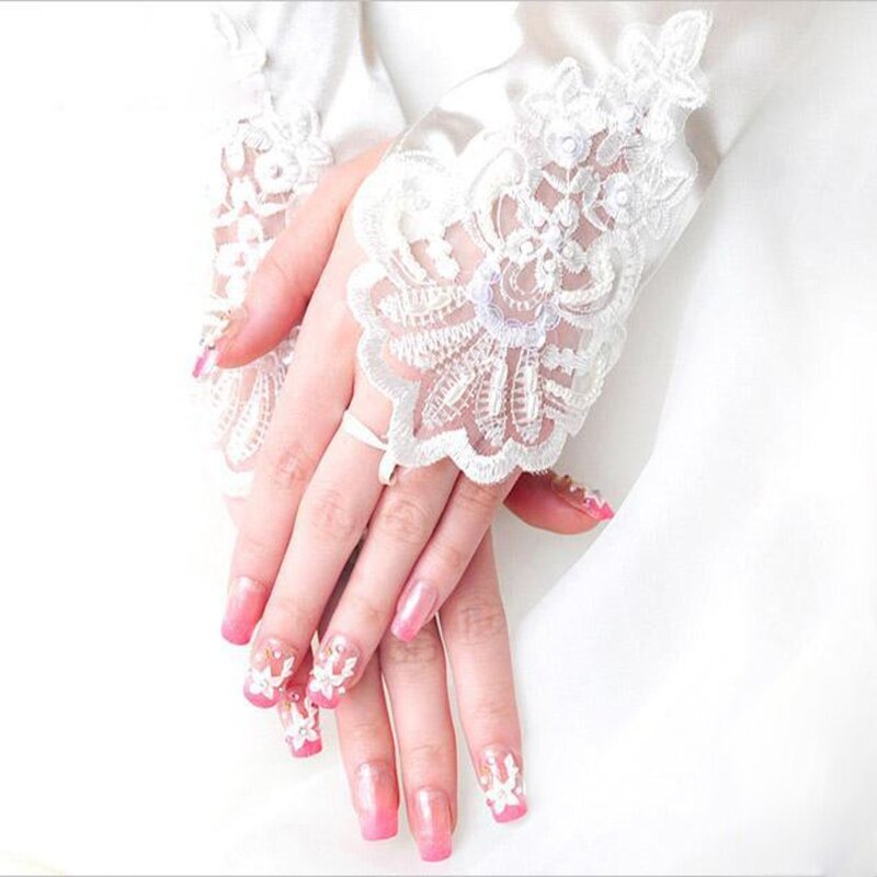 Women Long Gloves Elegant Princess Formal Wedding Lace Fingerless Mittens Drop shipping