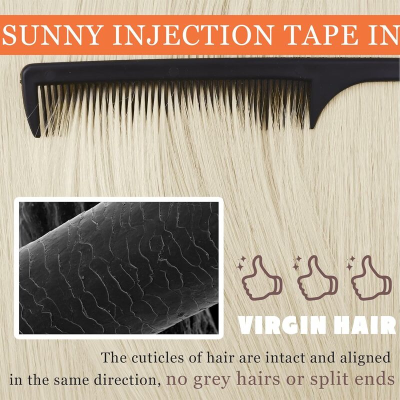 [Super Love]VeSunny Hair Injection Tape in Hair Extensions White Blonde  Natural Tape ins Extensions Virgin Hair Tape