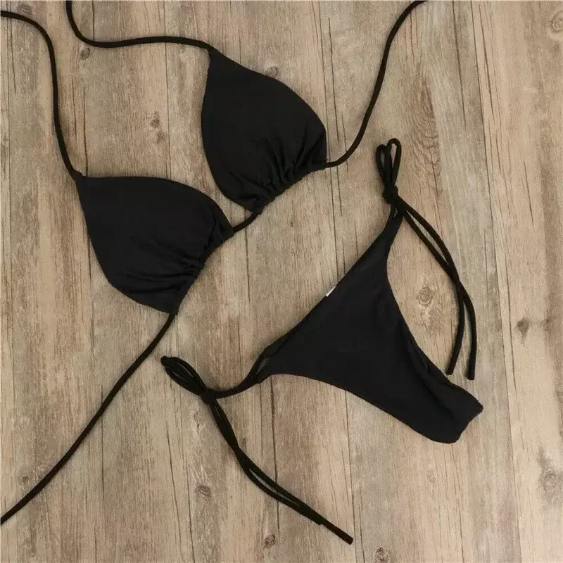 Europäischer und amerikanischer Neck holder Riemen Bikini sexy Badeanzug Damen Split Strap verstellbarer mehrfarbiger Badeanzug Set