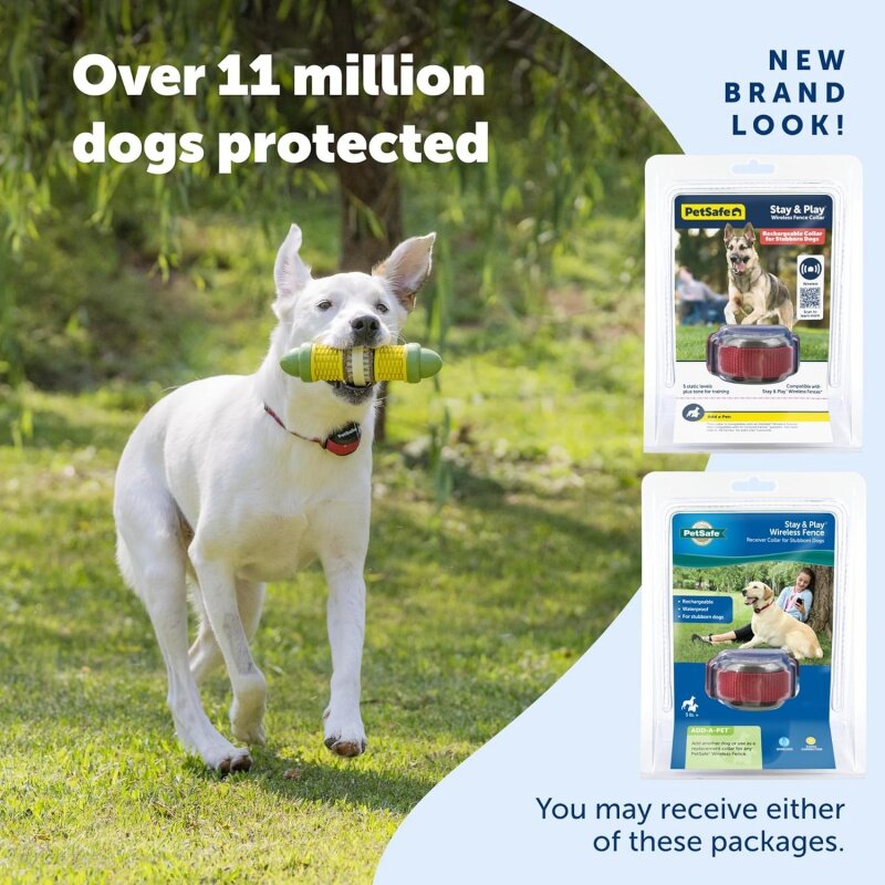 PetSafe penghilang bulu anjing tanpa kabel, kerah penerima pagar hewan peliharaan, tahan air dan dapat diisi ulang, koreksi nada dan statis