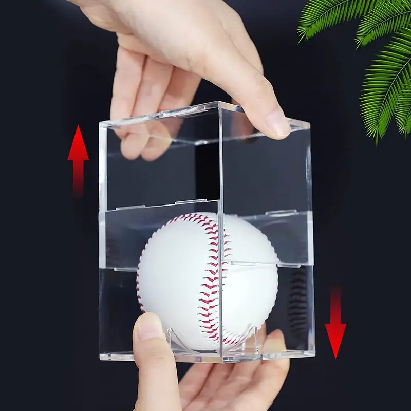 Qualidade AcrylicNo Baseball Display Case para Lembrança, Golfe, tênis, bola, transparente, caixa de armazenamento, suporte, proteção UV, poeira, 9