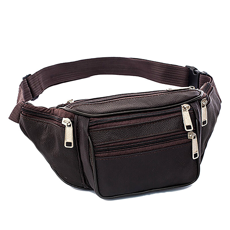 Fashion Men PU Leather Fanny Bag For Phone Pouch Male Leather Messenger Bags Fanny Pack Male Travel Outdoor Waist Bag