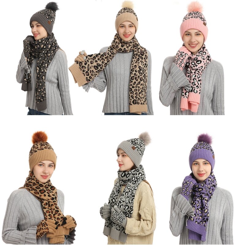 Winter Hat Scarf Gloves  Beanie Snow Knit Skull Cap for TOUCH SCREEN Mittens Fleece Lined Long Scarves for Unisex