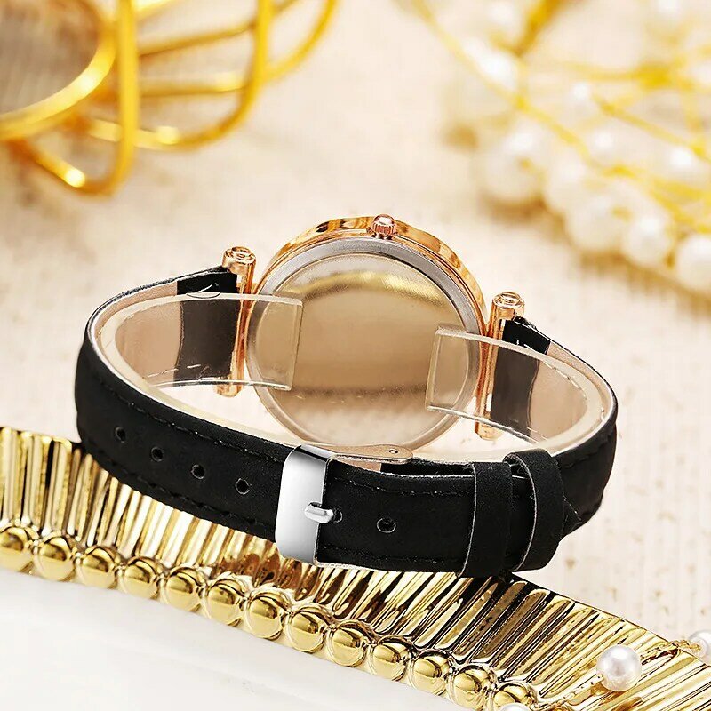 Luxus Mode Frauen Lederband Quarz Uhren Einfache Armbanduhr