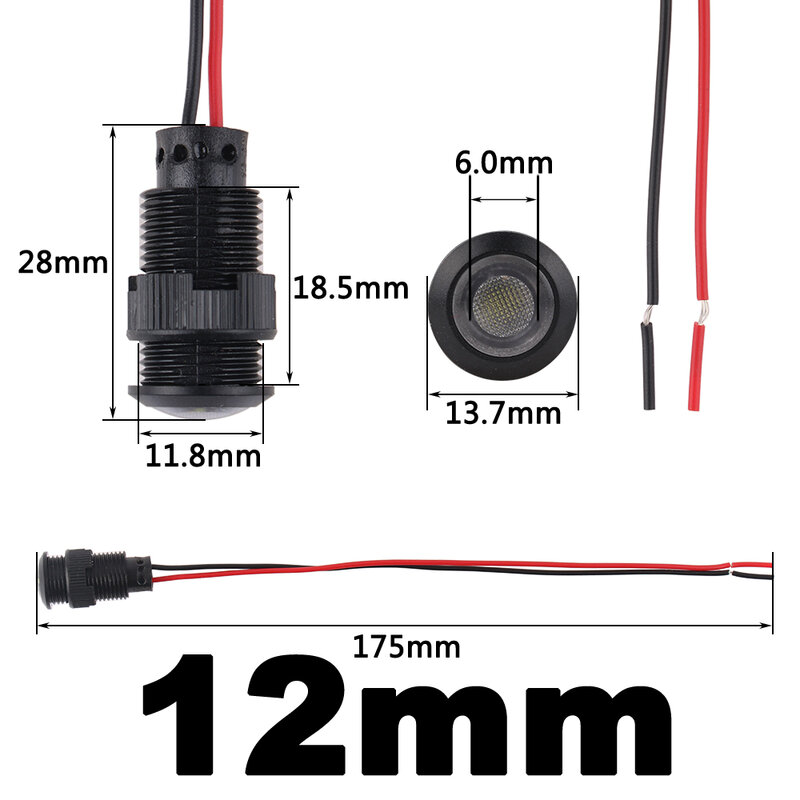 1 шт., окисленный черный пластиковый индикатор, 12 мм