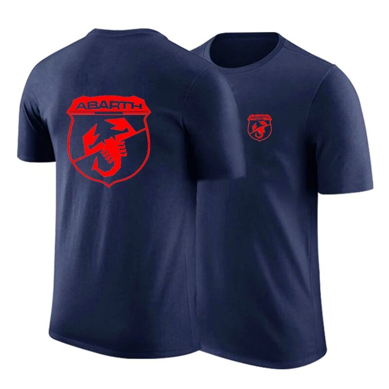 Camiseta masculina Abarth de manga curta com gola redonda, tops confortáveis, casual esportiva, simplicidade, comum, alta qualidade, verão