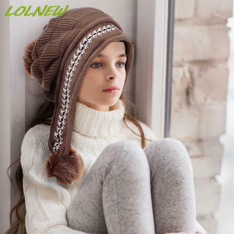 Warm Wool Winter Hats for Women Simple Cute Fur Ball Hat Thickened Ear Protection Warm Cycling Women Hat Ski Cap Beanie