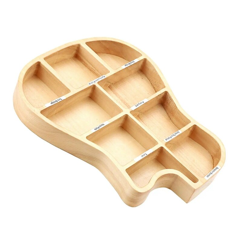 Solid Wood Guitar Picks Case 9 Compartment Jewelry Box Durable Handicraft Container Collections Holder Small Item Organizer Box