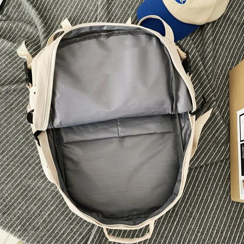 Mochila de nylon de grande capacidade para homens e mulheres, mochila de computador com bolso múltiplo, fivela de inserção simples, universal, carga