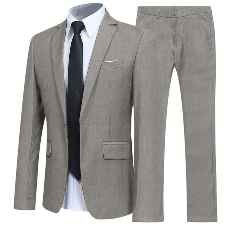 Elegant Men\\\\\\\\\\\\\\\'s Tuxedo Suit Blazer and Pants Set Slim Fit Jacket Coat for Formal Party Multiple Colors Available