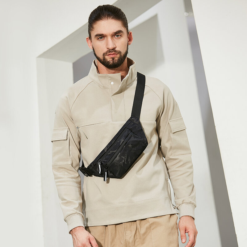 HcanKcan-Bolsa de cintura impermeável masculina, tiracolo, bolsa de ombro multifuncional, bolsa de cinto, bolsa de peito, moda casual