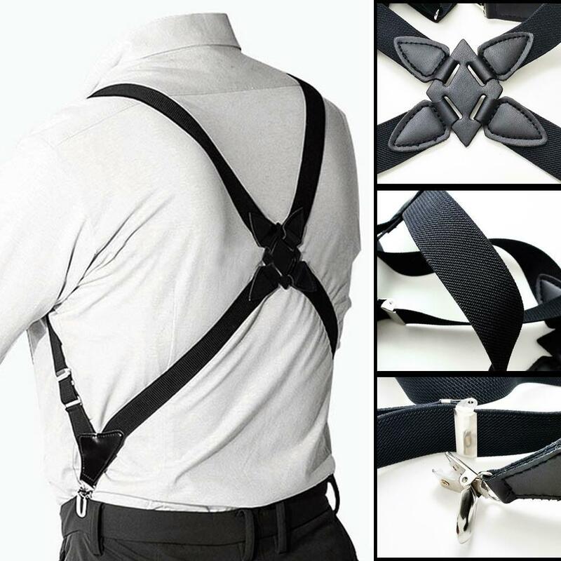Suspensórios dos homens ajustáveis, Suspender Forma X, Clip-on Braces, Acessórios de Vestuário Quente, Novas Correias Elásticas, Ad V5C2