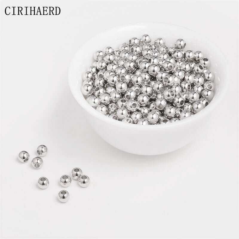 Perles rondes en cuivre plaqué or 14K/18K, accessoires de bijouterie DIY, fabrication de bracelets, 2-8mm, vente en gros