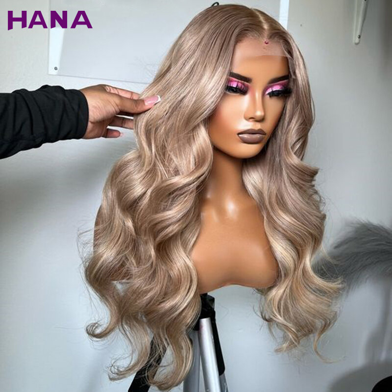 HD 13X6 Lace Frontal Body Wave Human Hair Wigs For Black Women Ash Blonde Gray Colored PrePlucked Glueless 6X4 Lace Closure Wig