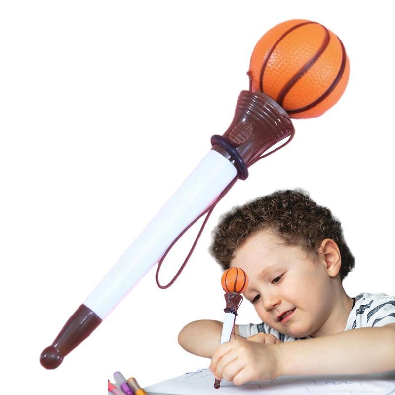 Basketball Novelty Pens Bouncing Ballpoint Pen Sports-themed Stress Reliever Bounce Ballpoint Pen For Kids School Students