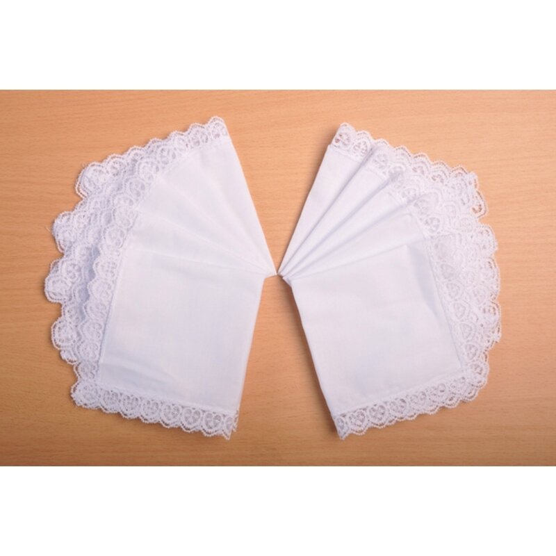 23x25cm Männer Frauen Baumwolle Taschentücher Solide Weiß Taschentücher Tasche Spitze Trim Handtuch Diy Malerei Taschentücher