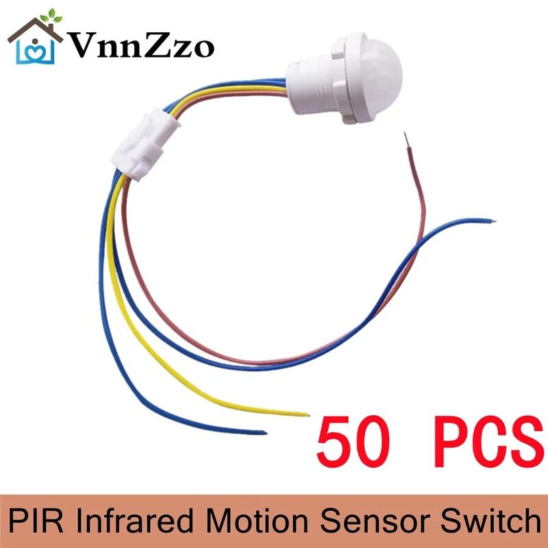 50 Pçs/lote PIR Sensor Detector Switch Inteligente 110V 220V LED PIR Sensor de Movimento Infravermelho Interruptor De Luz Do Sensor De Detecção Automática