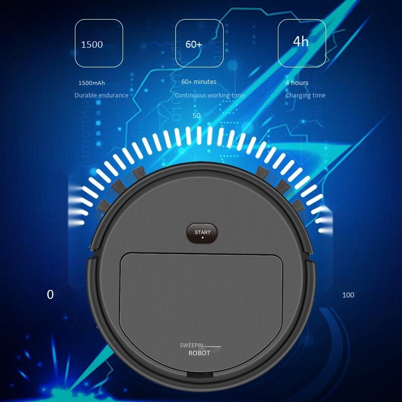 Smart Robot Vacuum Cleaner 3-In-1 Household Cleaning Machine Automatic Vacuum Cleaner,Black
