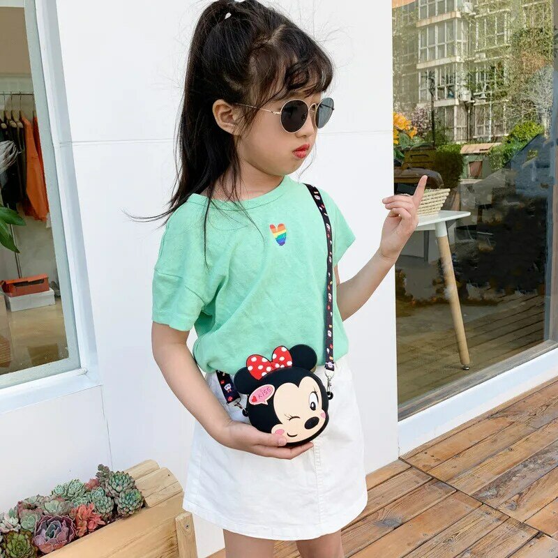 Mickey Minnie Cartoon Messenger Bag para meninas, bolsa de ombro crossbody, bolsa infantil, mini anime dos desenhos animados, acessórios para bebês