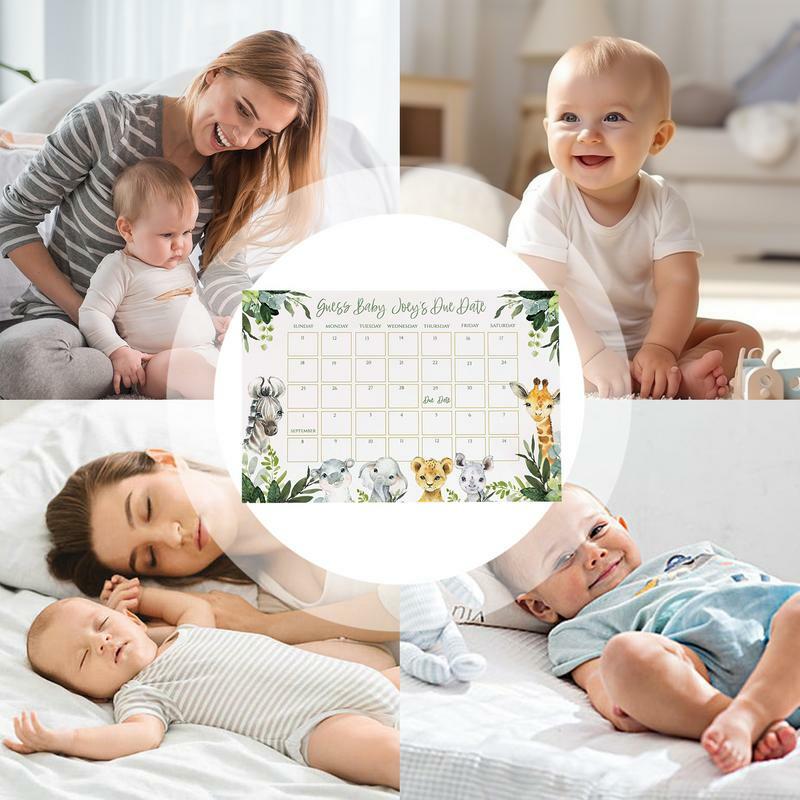 Kalender prediksi lahir bayi, tanda kalender lucu untuk permainan Pancuran ulang tahun bayi, peringatan lucu karena tanggal kalender bayi