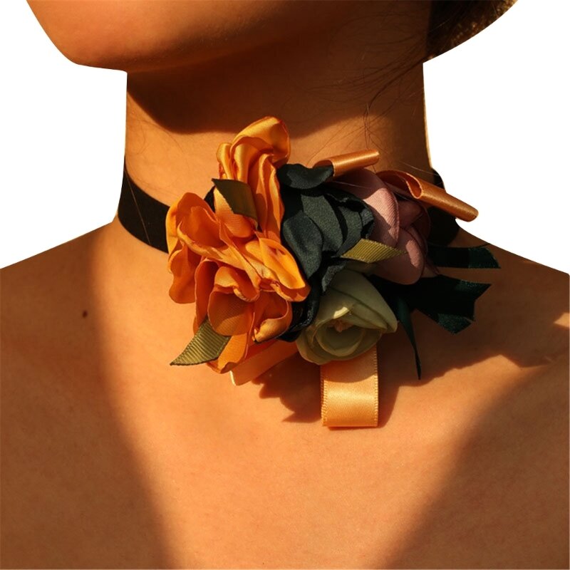 Y166 уникальное ожерелье с лентой, цветочное колье, 3D цветочное колье, ожерелье, украшения на шею для женщин и девочек