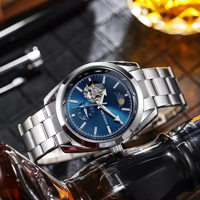 Męski zegarek na rękę wysokiej klasy z kalendarzem świecący w ciemności wodoodporny pasek stalowy zegarek kwarcowy prosty sportowy zegar biznesowy