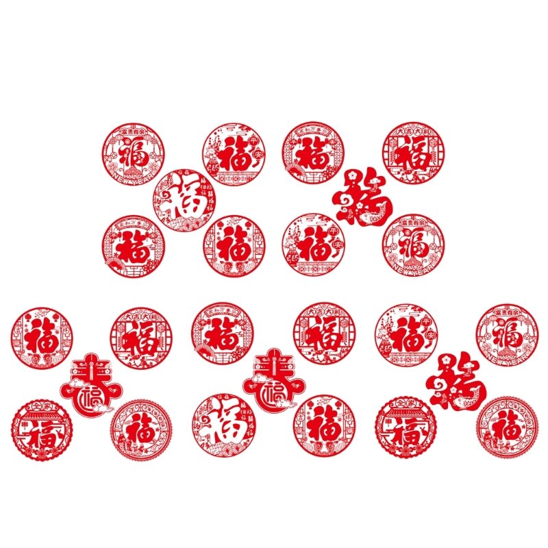 10 pezzi adesivo per finestra Capodanno cinese Fu, adesivo da parete, soggiorno, decorazioni per casa