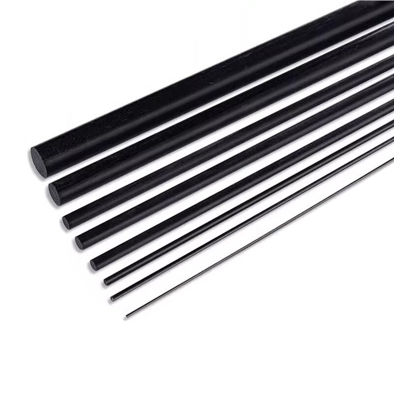 Reforço contínuo Rod da fibra do carbono, de grande resistência, DIY, comprimento 250mm, 500mm, 18mm, 14mm, 12mm, 8mm, 3mm, 10Pcs, 1PC