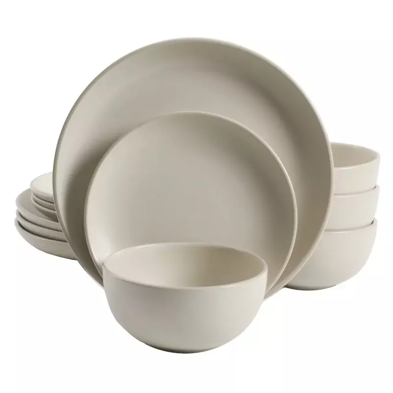 Лучший набор посуды Zuri из 12 предметов для дома и сада, кремовый