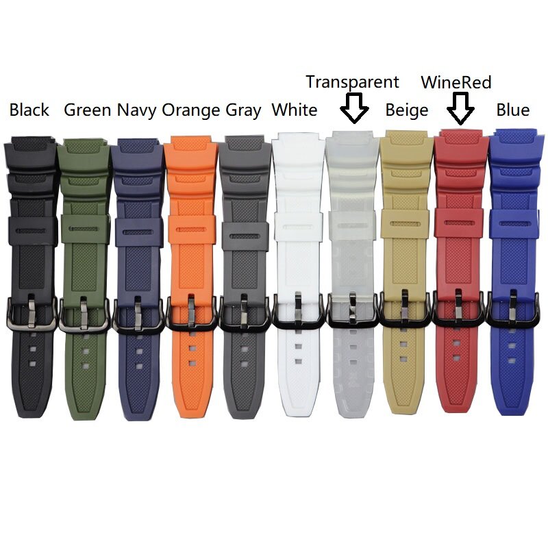 18mm Schwarz Silikon Strap für Casio AE-1000w AQ-S810W SGW-400H SGW-300H Gummi Armband Pin Schnalle Uhr Handgelenk Armband