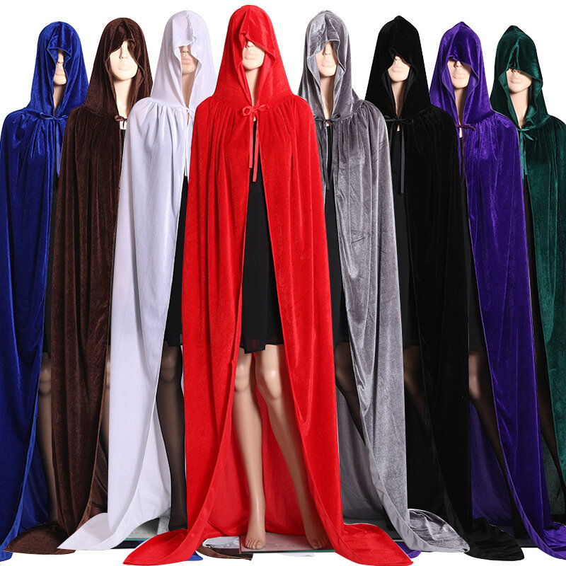 Halloween Kostuums Wizard Cloak Voor Volwassenen Vrouwen Mannen Lange Death Hooded Capes Mantel