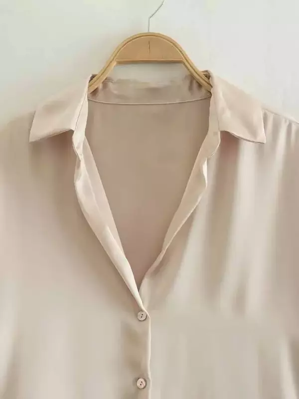 Женская рубашка с длинным рукавом, разноцветная шелковая атласная текстурная блузка на пуговицах, весна 2023